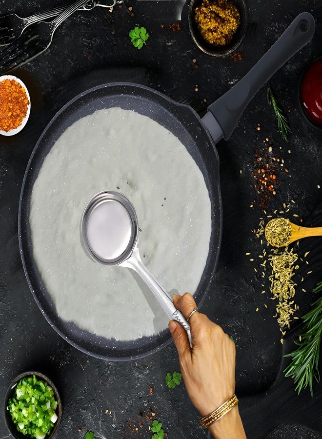 Parage 1 Pieces Stainless Steel Dosa Ladle Heavy Gauge | Dosa Making Spoon with Flat Base and Spatula | Kitchen Tools for Cooking, Spoodle Spoon, Dosa Ladle/Batter Spatula (Size-20.5cm, Silver) - Image 3